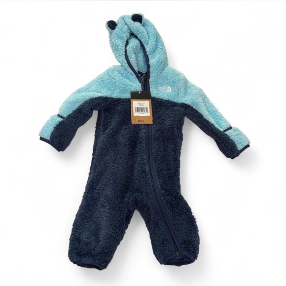 The North Face Infant Fleece Jacket in Light Blue and Navy 3-6 months New - Picture 1 of 3